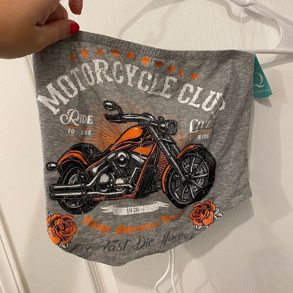 NWT motorcycle tube top with lace up back